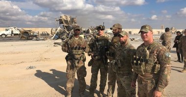 U.S. Soldiers stand at a site of Iranian bombing at Ain al-Asad air base in Anbar, Iraq, Jan. 13, 2020. (AP Photo)