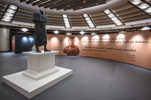 The bronze statue of Roman Emperor Marcus Aurelius is displayed at the Presidential Complex, Ankara, Türkiye, Aug. 5, 2025. (AA Photo)