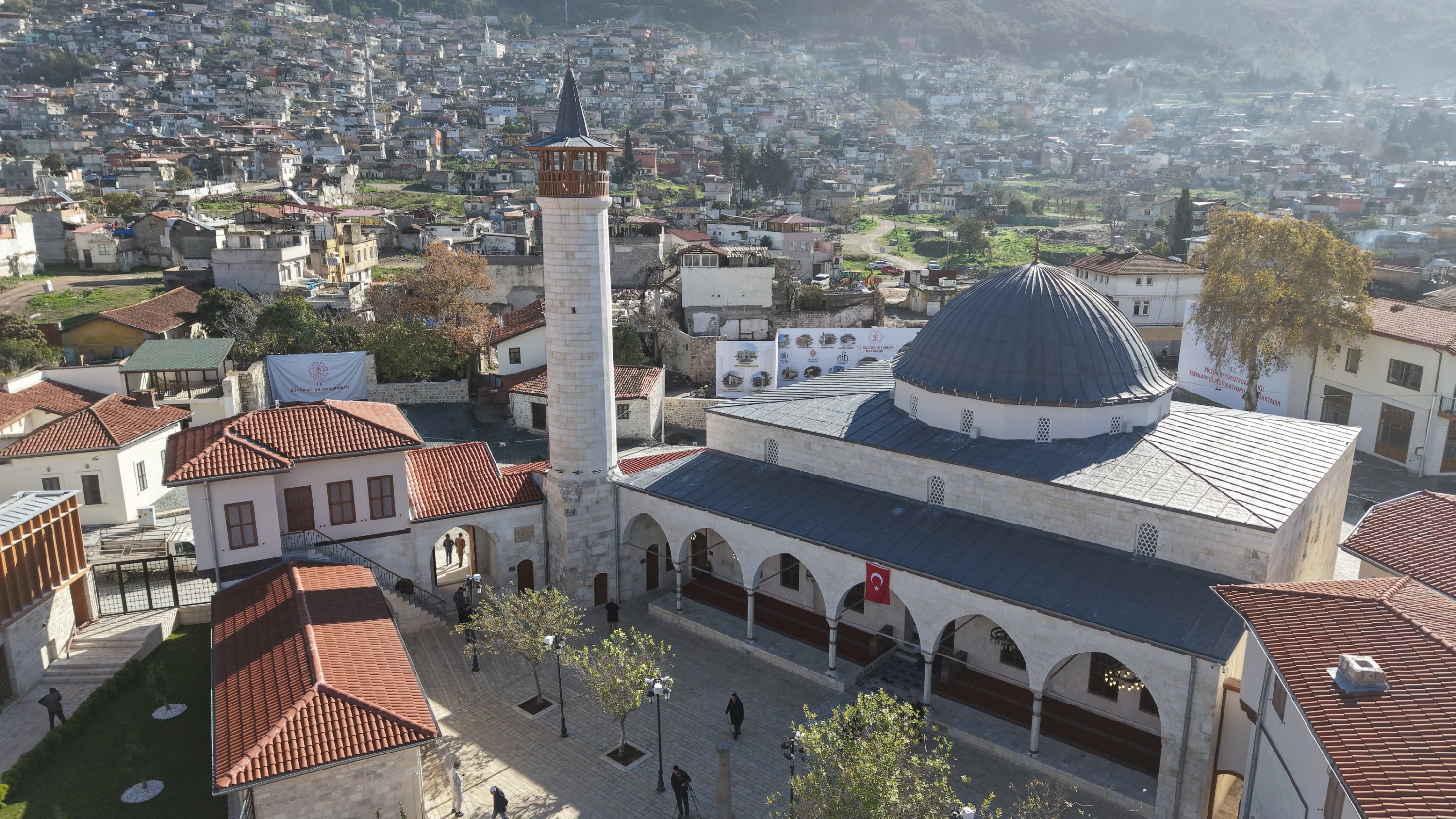 The first Friday prayers at the Habib-i Neccar Mosque, which was rebuilt to its original design after being destroyed in the earthquakes on Feb. 6, 2023, Hatay, Türkiye, Dec. 29, 2025. (AA Photo)