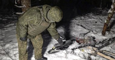 A still image taken from a handout video provided on Dec. 31, 2025 (issued Jan. 1, 2026), by the Russian Defense Ministry press-service shows a wreckage of an unmanned aerial vehicle that was shot down allegedly during an attempted strike on Russian President Vladimir Putin's official residence in the northwestern Novgorod region. (EPA Photo)
