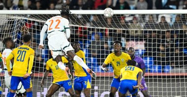 Ivory Coast's Evann Guessand scores his team's second goal during the Africa Cup of Nations (CAN) Group F football match between Gabon and Ivory Coast at the Grand Stadium, Marrakech, Morocco, Dec. 31, 2025. (AFP Photo)