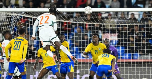 Ivory Coast's Evann Guessand scores his team's second goal during the Africa Cup of Nations (CAN) Group F football match between Gabon and Ivory Coast at the Grand Stadium, Marrakech, Morocco, Dec. 31, 2025. (AFP Photo)