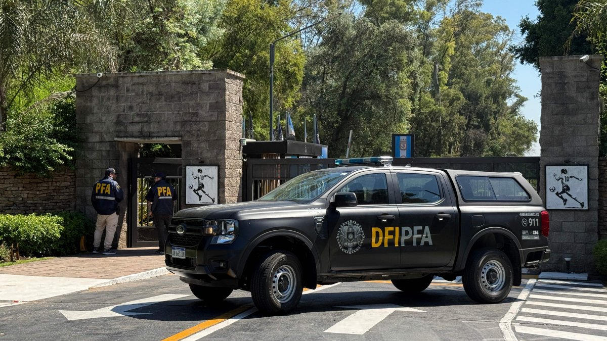 A Federal Police truck remains outside the Argentine Football Association (AFA) training facility during a police raid in Ezeiza, Buenos Aires Province, Argentina, Dec. 30, 2025. (AFP Photo)