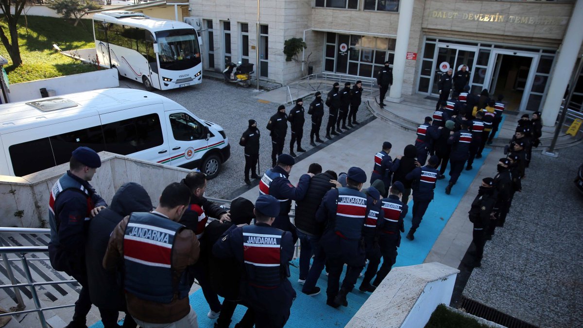 Gendarmerie forces detain 18 suspects linked to the Daesh terrorist group, southern Muğla province, Türkiye, Jan. 2, 2025. (AA Photo)