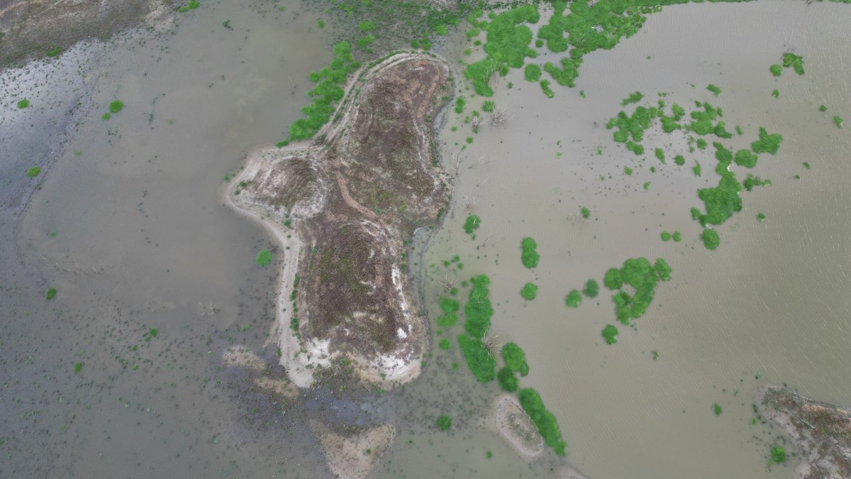 A drone-captured view shows the Türkmenli Reservoir, Tekirdağ, northwestern Türkiye, Jan. 1, 2026. (AA Photo)