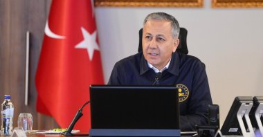 Interior Minister Ali Yerlikaya makes a speech at a meeting in Ankara, Türkiye, Dec. 22, 2025. (AA Photo)