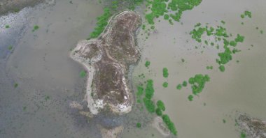 A drone-captured view shows the Türkmenli Reservoir, Tekirdağ, northwestern Türkiye, Jan. 1, 2026. (AA Photo)