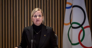 International Olympic Committee president (IOC) Kirsty Coventry speaks during the opening of an IOC executive commission meeting at the Olympic House, Lausanne, Switzerland, Dec. 9, 2025. (AFP Photo)