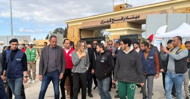 Actor Angelina Jolie visits near the Rafah border crossing between Egypt and the Gaza Strip, in Rafah, Egypt, Jan. 2, 2026. (Reuters Photo)