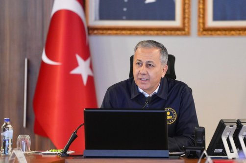 Interior Minister Ali Yerlikaya makes a speech at a meeting in Ankara, Türkiye, Dec. 22, 2025. (AA Photo)