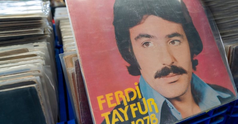 A vintage record by Turkish arabesque star Ferdi Tayfur is displayed at a flea market in his hometown of Adana, southern Türkiye, March 1, 2020. (Shutterstock Photo)