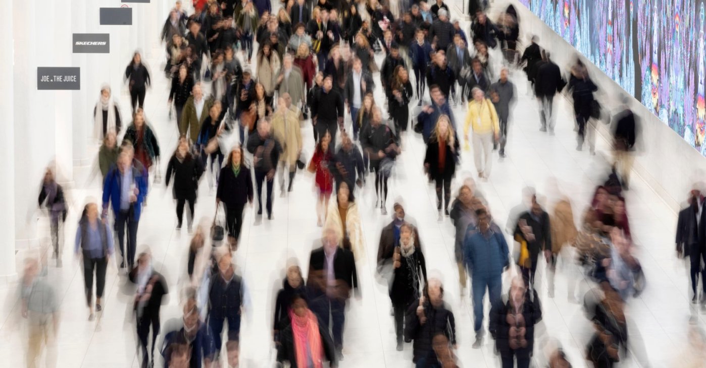 Commuters walk along a corridor in the World Trade Center, New York, U.S., Nov. 18, 2019. (AP Photo)