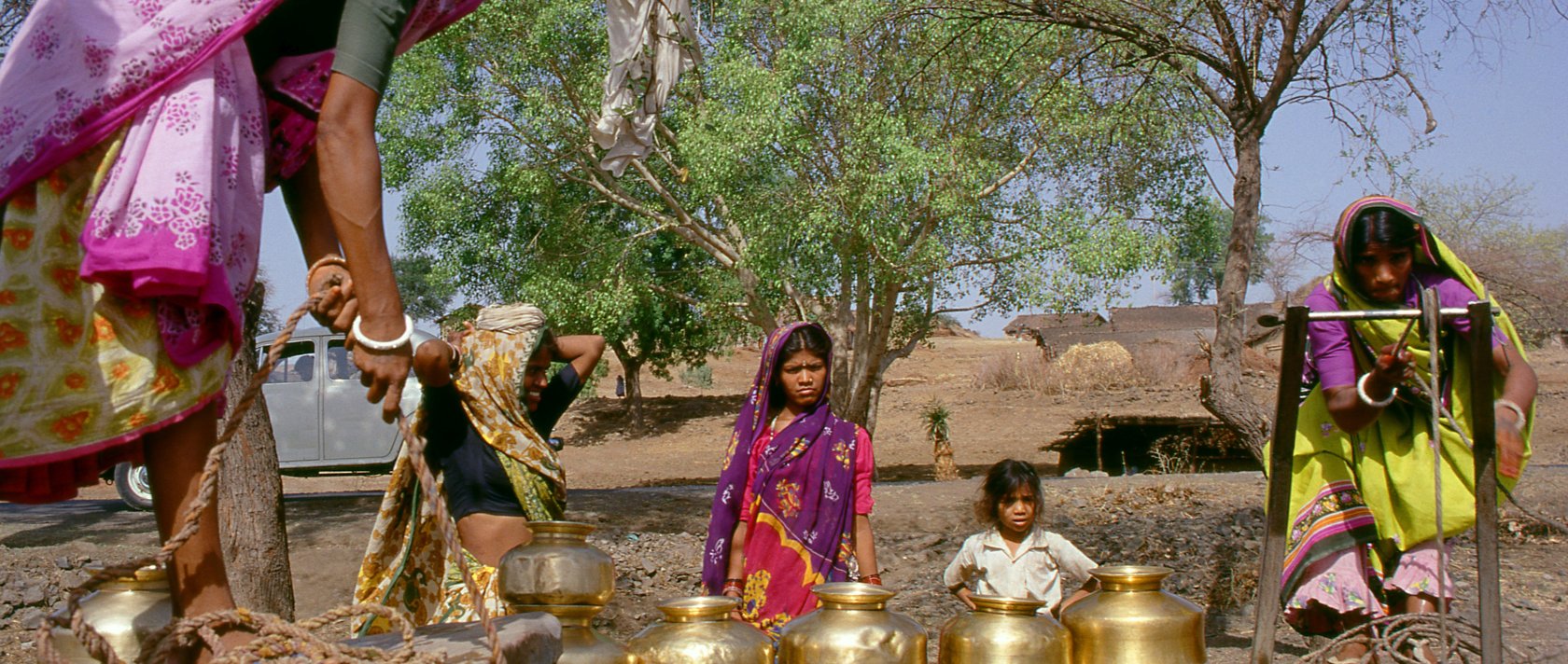 This undated photo shows Indian women fetching water at a village well near Indore, Madhya Pradesh. (Getty Images Photo)