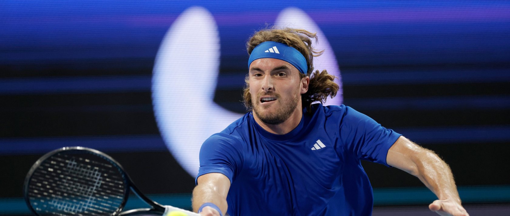 Greece's Stefanos Tsitsipas in action against Shintaro Mochizuki of Japan during the United Cup match between Greece and Japan at RAC Arena, Perth, Australia, Jan. 2, 2026. (EPA Photo)