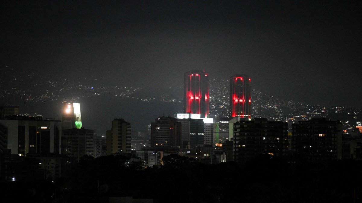 Night view of Caracas taken after a series of explosions heard on January 3, 2026. (AFP Photo)