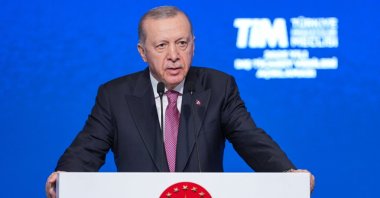 President Recep Tayyip Erdoğan speaks at the “2025 Export Figures Announcement Program” at the Istanbul Congress Center in Istanbul, Türkiye, Jan. 3, 2026.