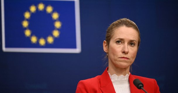 EU Vice-President and High Representative for Foreign Affairs and Security Policy Kaja Kallas addresses a press confrence following a virtual Foreign Affairs Council over US Ukraine push, in Brussels, Belgium, Nov. 26, 2025. (AFP Photo)