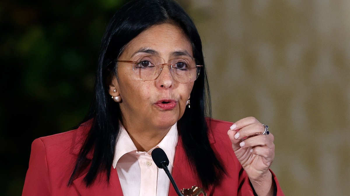 Venezuela's Vice President Delcy Rodriguez speaks during a meeting with the Diplomatic Corps, in Caracas, Venezuela, June 23, 2025. (AFP Photo)