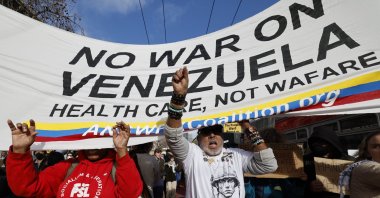 Demonstrators march against U.S. President Trump and the US military actions in Venezuela, in San Francisco, California, U.S., Jan. 3, 2026. (EPA Photo)
