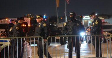 Police officers patrol near the Metropolitan Detention facility, where ousted President Nicolas Maduro is held in Brooklyn, New York City, U.S., Jan. 3, 2026. (AA Photo)