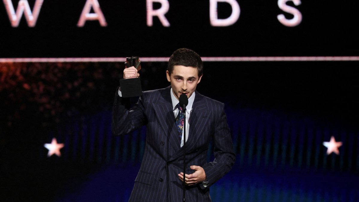 Timothee Chalamet accepts the Best Actor Award for "Marty Supreme" at the 31st Annual Critics' Choice Awards, Santa Monica, California, U.S., Jan. 4, 2026. (Reuters Photo)