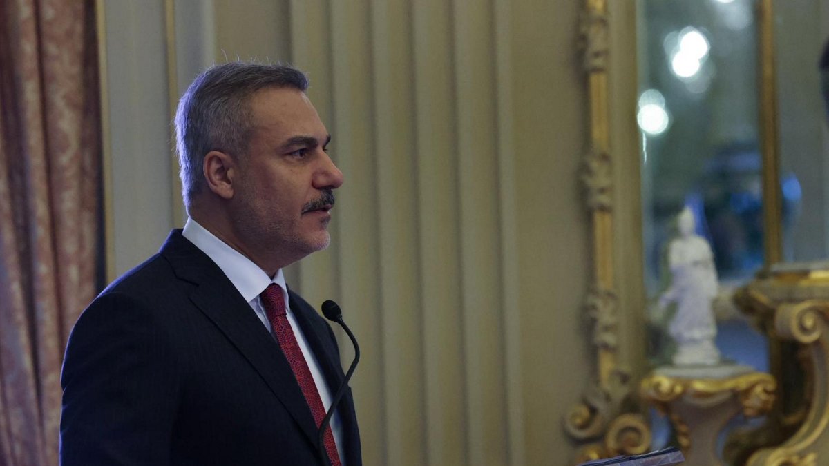 Foreign Minister Hakan Fidan speaks at the Ambassadors' Conference in Lisbon, Jan. 5, 2025. (AA Photo)