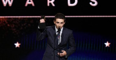 Timothee Chalamet accepts the Best Actor Award for "Marty Supreme" at the 31st Annual Critics' Choice Awards, Santa Monica, California, U.S., Jan. 4, 2026. (Reuters Photo)