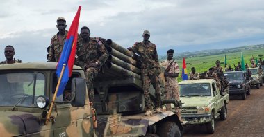 Sudanese army soldiers parade in the streets of Gedaref, eastern Sudan, Aug. 14, 2025. (AFP Photo)