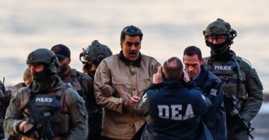 Captured Venezuelan President Nicolas Maduro arrives at the Downtown Manhattan Heliport, as he heads towards the Daniel Patrick Manhattan United States Courthouse for an initial appearance to face U.S. federal charges including narco-terrorism, conspiracy, drug trafficking, money laundering and others, New York City, U.S., Jan. 5, 2026. (Reuters Photo)
