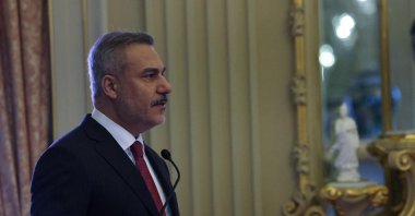 Foreign Minister Hakan Fidan speaks at the Ambassadors' Conference in Lisbon, Jan. 5, 2025. (AA Photo)