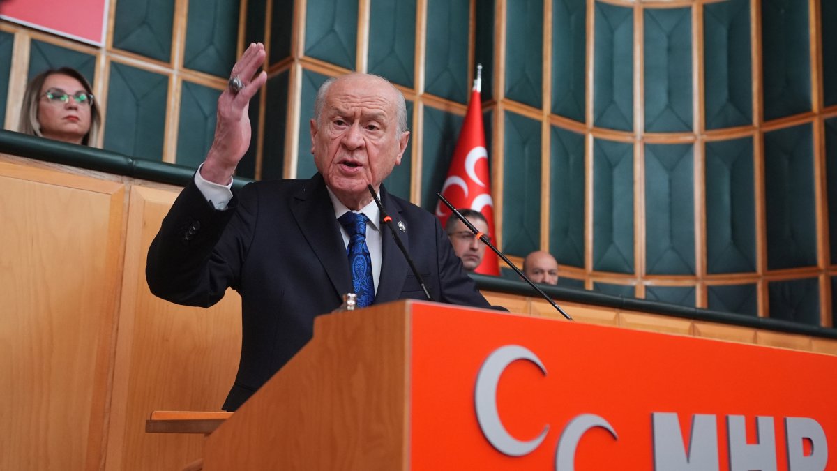 MHP leader Devlet Bahçeli speaks at the parliamentary group meeting of his party, Ankara, Türkiye, Jan. 6, 2026. (AA Photo)