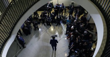 Speaker of the House Mike Johnson (R-LA) speaks to the media as he leaves a bicameral congressional leadership briefing with administration officials at the U.S. Capitol, Washington, U.S., Jan. 5, 2026. (AFP Photo)