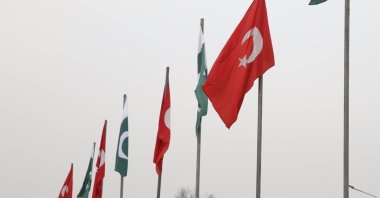 Turkish and Pakistani national flags are seen during President Recep Tayyip Erdoğan’s visit to Islamabad, Pakistan, Feb. 13, 2020. (AA File Photo)