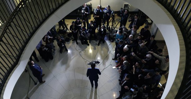 Speaker of the House Mike Johnson (R-LA) speaks to the media as he leaves a bicameral congressional leadership briefing with administration officials at the U.S. Capitol, Washington, U.S., Jan. 5, 2026. (AFP Photo)