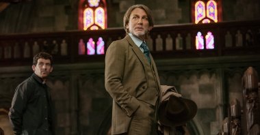 This image released by Netflix shows Josh O'Connor (L) and Daniel Craig in a scene from "Wake Up Dead Man: A Knives Out Mystery." (AP Photo)