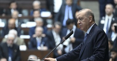 President Recep Tayyip Erdoğan addresses the AK Party parliamentary group meeting, Ankara, Türkiye, Jan. 7, 2025. (AA Photo)
