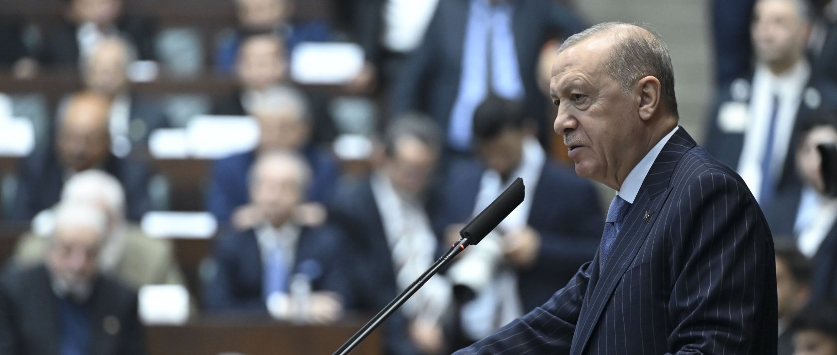 President Recep Tayyip Erdoğan addresses the AK Party parliamentary group meeting, Ankara, Türkiye, Jan. 7, 2025. (AA Photo)