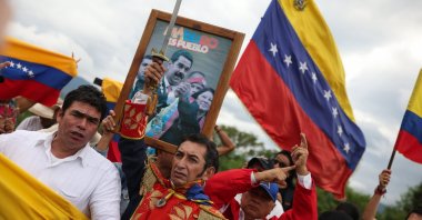 Thousands of people stage a demonstration to show support for Colombian President Gustavo Petro's stance against foreign military intervention in the region following the arrest of Venezuelan President Nicolas Maduro, Cucuta, Colombia, Jan. 7, 2025. (AA Photo)