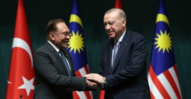 President Recep Tayyip Erdoğan and Malaysian Prime Minister Anwar Ibrahim attended the first meeting of the Türkiye-Malaysia High-Level Strategic Cooperation Council, Ankara, Türkiye, Jan. 7, 2025. (İHA Photo)