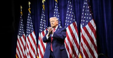 U.S. President Donald Trump departs after he delivered remarks at the House Republican Party (GOP) member retreat at the Kennedy Center, Washington, U.S., Jan. 6, 2026. (AFP Photo)
