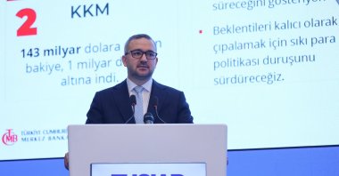 CBRT Governor Fatih Karahan speaks during a meeting, Ankara, Türkiye, Dec. 12, 2025. (Reuters Photo)