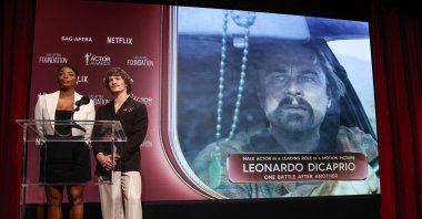 (L-R) U.S. actor Janelle James and U.S. actor Connor Storrie announce Leonardo DiCaprio as a nominee for Best Male Actor in a Leading Role in a Motion Picture during the 32nd Annual Actors Awards nominations announcement at the SAG-AFTRA Foundation's Tom Hanks &amp; Rita Wilson theater, Los Angeles, U.S., Jan. 7, 2026. (AFP Photo)