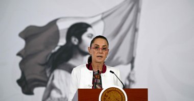 Mexico's President Claudia Sheinbaum speaks during her daily morning press conference after US strikes on Venezuela, at the National Palace in Mexico City, Jan. 5, 2026. (AFP Photo)