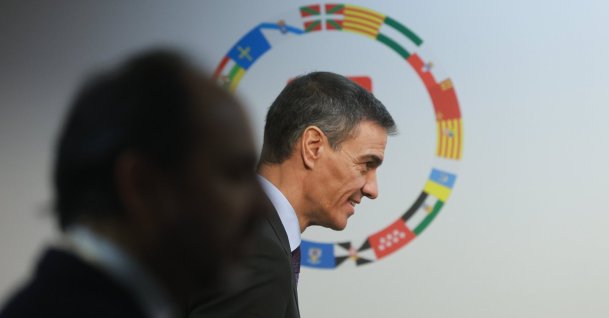 Spain's Prime Minister Pedro Sanchez at the end of an EU Council Summit in Brussels, Belgium, Dec. 19, 2025. (EPA Photo)