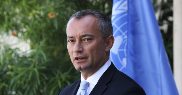 The U.N. special envoy for the Middle East Peace Process, Nickolay Mladenov, attends a press conference at the UNSCO offices in Gaza, Palestine, Sept. 25, 2017. (AP Photo)