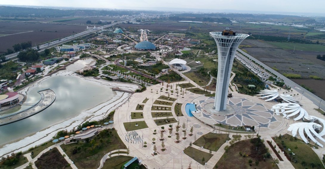 An aerial view of the Antalya Expo area, where the COP31 conference is expected to take place, Antalya, southern Türkiye, Dec. 26, 2025. (DHA Photo)