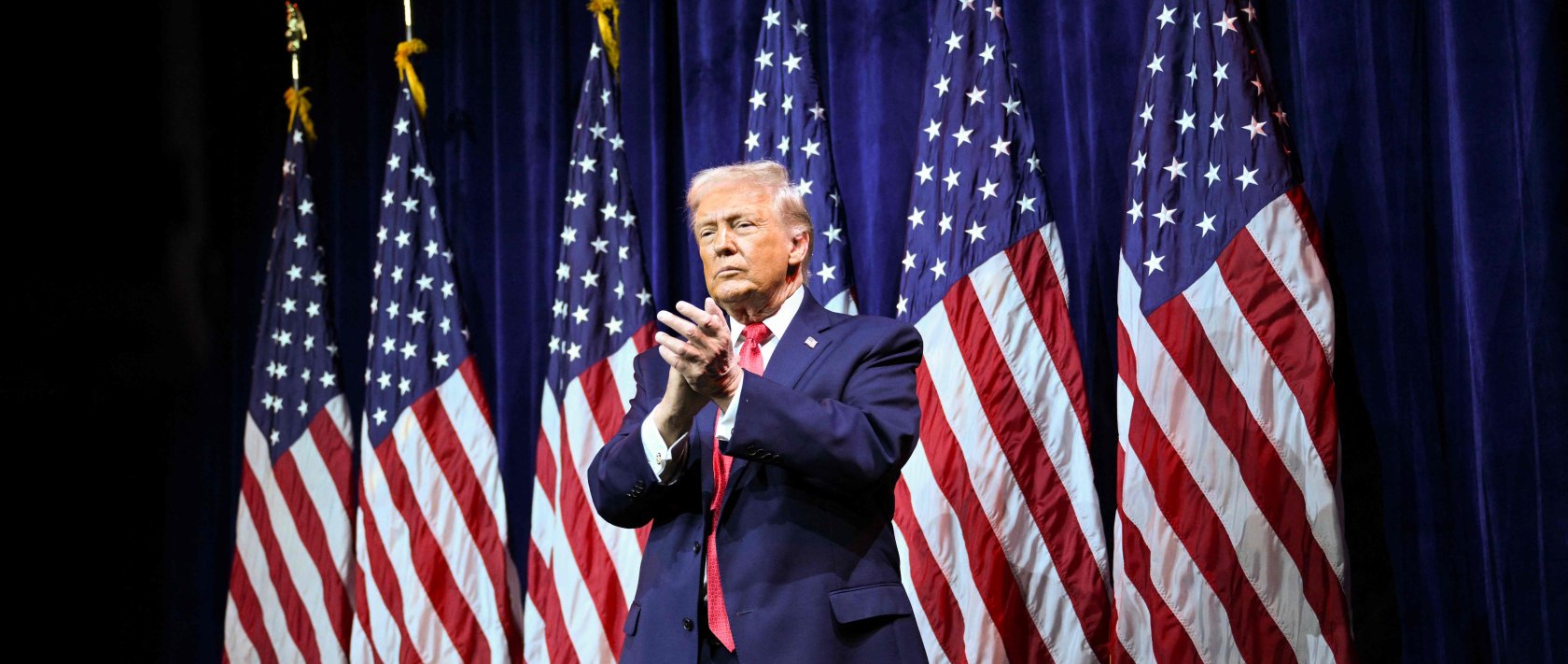 U.S. President Donald Trump departs after he delivered remarks at the House Republican Party (GOP) member retreat at the Kennedy Center, Washington, U.S., Jan. 6, 2026. (AFP Photo)