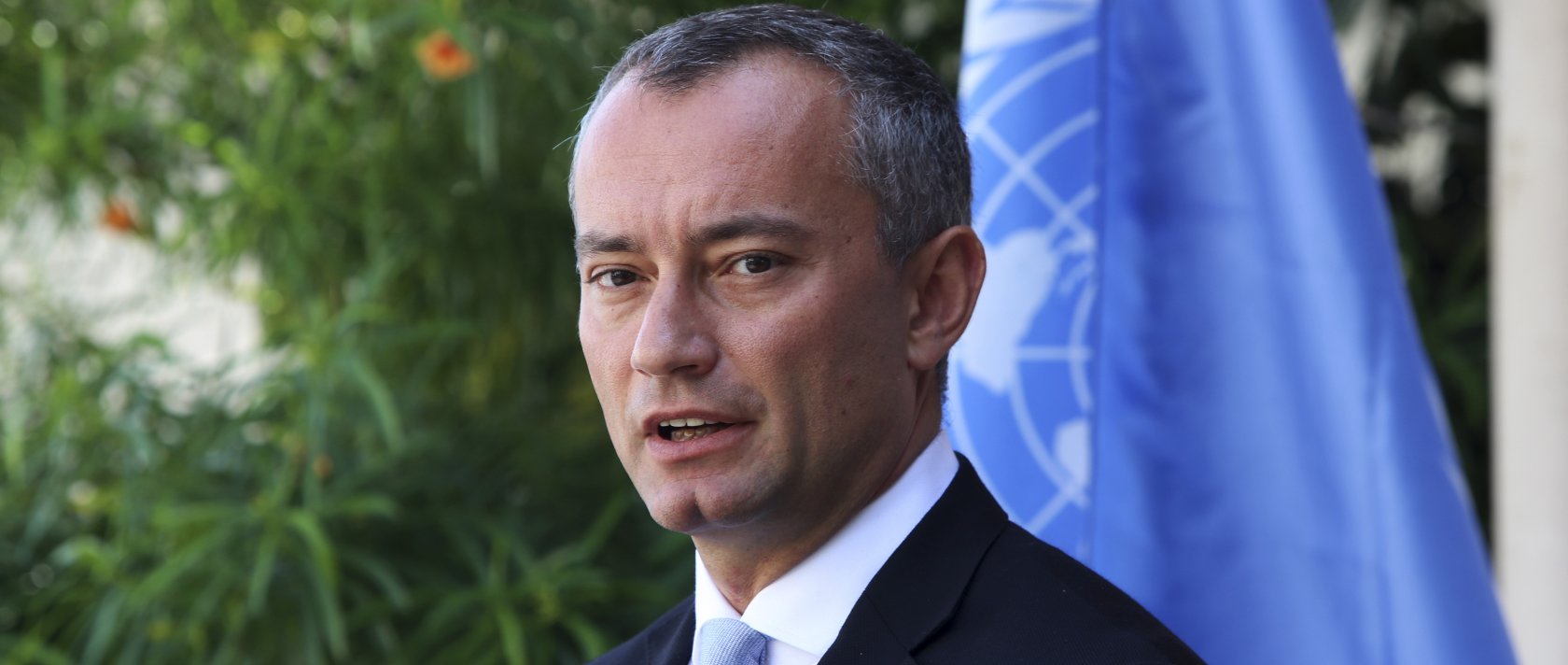 The U.N. special envoy for the Middle East Peace Process, Nickolay Mladenov, attends a press conference at the UNSCO offices in Gaza, Palestine, Sept. 25, 2017. (AP Photo)