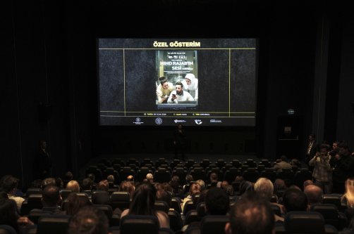 Attendees watch "The Voice of Hind Rajab" during a special screening, Ankara, Türkiye, Jan. 8, 2025. (AA Photo)