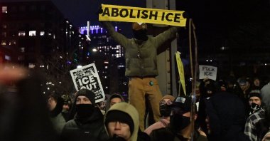 People protest against ICE after the fatal shooting of Renee Nicole Good in downtown Minneapolis, Minnesota, U.S., Jan. 9, 2026. (AFP Photo)